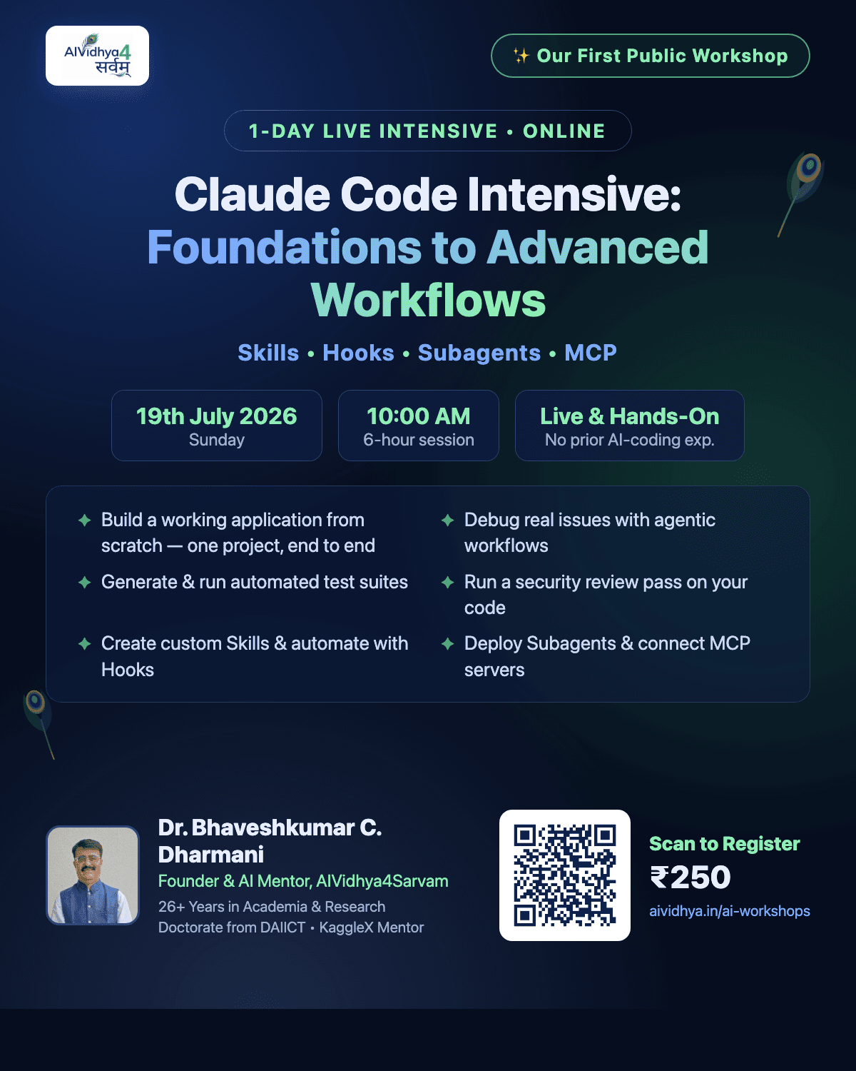 Claude Code Intensive: Foundations to Advanced Workflows — workshop poster